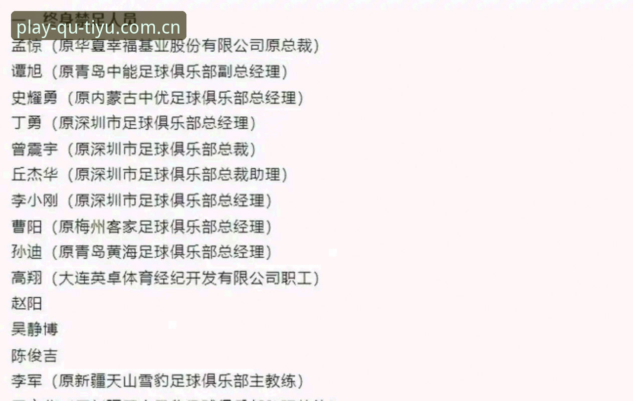 中国足协第三批禁足名单出炉，如何通过趣体育平台了解赛事背后的故事？